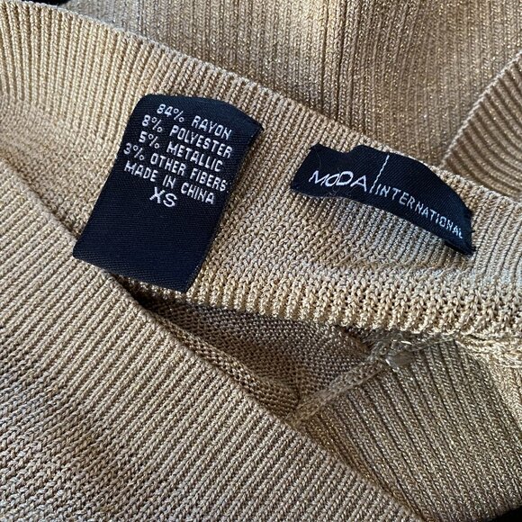 VICTORIA'S SECRET Gold metallic Stretch Knit mock wrap Y2K Dolman Shirt X-SMALL - Picture 6 of 6